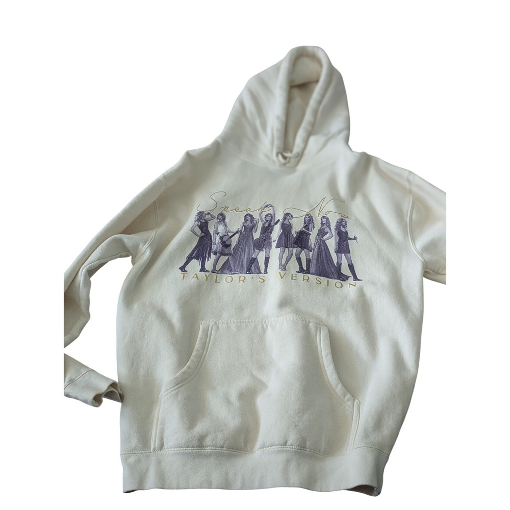 Taylor Swift Speak‎ Now Taylor's Version Hoodie Cream Graphic Print Sweatshirt M